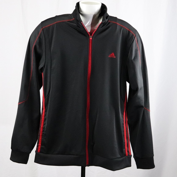 adidas track top black with red stripes